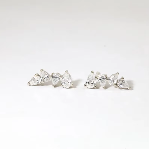 Pendientes de tuerca con diamantes cultivados en laboratorio en forma de pera, de oro macizo de 10K y 14K, con diseño de gota, tipo ear crawler, joyería de moda - Product Image 5