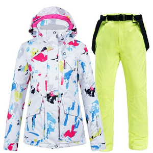 Ensemble de combinaison de ski chauffante unisexe, imprimé, coloré, à capuche, imperméable 10 000 mm, veste de neige bleue, pantalon, deux pièces, vêtements d'hiver - Product Image 6