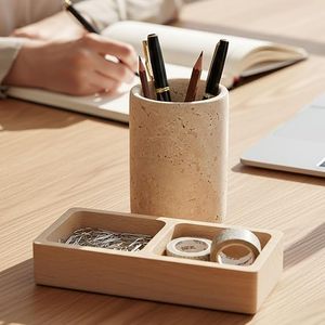 Premium <b>Travertine</b> Marble Pen Holder New Design Travertive Pen Holders - Product Image 6