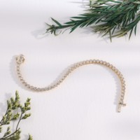 Pulsera de tenis de oro amarillo certificado con diamantes cultivados en laboratorio, corte brillante redondo, engaste de bisel, brillante, unisex, para uso diario, a la moda