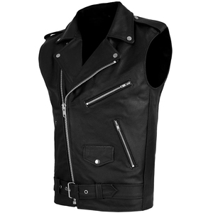 Chaleco de cuero hecho a medida, chaleco de cuero genuino para motociclistas, en venta en línea a un precio razonable. - Product Image 1