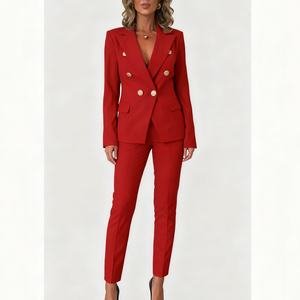 Trajes de Negocios para Mujer, Transpirables, Ropa de Oficina, Vestido Formal, Pantalón y Chaqueta, Precio de Fábrica, Esmoquin, Ropa Casual de Trabajo con Botones - Product Image 3