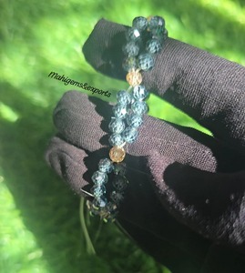 Faceted Blackish Blue Moissanite & Light Champagne 4.5 MM to 5 MM <b>beads</b> <b>Bracelet</b> Hand made - Product Image 1