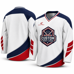 Camiseta de Hockey sobre Hielo Unisex Personalizada, Bordado Tackle Twill, Diseño a Cuadros, Manga Larga, Malla Transpirable, Tejido Elástico en Cuatro Direcciones - Product Image 2