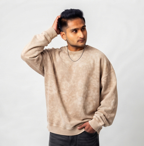 Sweat-shirt oversize pour homme, col rond, manches régulières, en molleton 100% coton, style baggy, effet délavé, pour l'hiver - Product Image 4