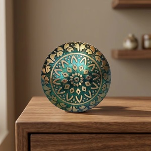 Round Bronze Drawer Knob With Mandala Design Eclectic Style Durable Furniture Handle For Dresser Cabinet <b>Door</b> - Product Image 1