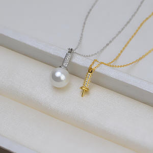 Ensemble de clous d'oreille et collier en argent S925, bijoux de mode personnalisés à faire soi-même avec un pendentif en perle, accessoires 1356 - Product Image 4