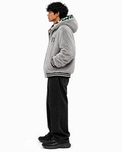 High Quality Custom Embroidered Logo Contrast Inner Hood Jacket Soft Pile Texture <b>Zip</b> Front <b>Pocket</b> Detail Fashion Men's <b>Hoodies</b> - Product Image 3