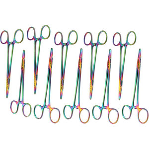 Juego de 10 Piezas de Pinzas Porta Agujas Mayo Hegar Multicolores Arcoíris de 5.5 Pulgadas (14 cm), Rectas, Cruzadas y Serradas - Product Image 5