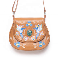 Colibris et fleurs peints à la main sur une véritable pierre précieuse turquoise en cuir taillé à la main bandoulière accessoire de nouvelle saison