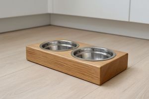 Comedero de madera hecho a mano para perros, estación de alimentación elevada para gatos, cachorros y perros de razas grandes, uso diario. - Product Image 1