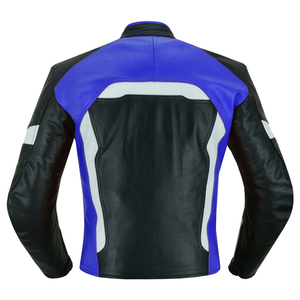 Combinaison de moto en cuir à manches longues pour homme, bleu, noir, blanc, couleurs contrastées, coupe-vent, vêtements de course, toutes saisons, taille adulte - Product Image 5