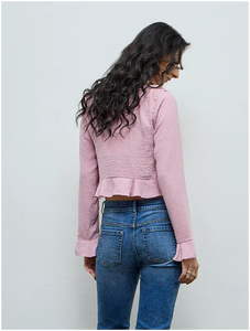 <b>Womens</b> Loose Fit Boho Office Lady Casual <b>Top</b> <b>V</b>-<b>neck</b> Short Sleeve 100% Cotton Breathable Summer Blouse Natural Waist - Product Image 2