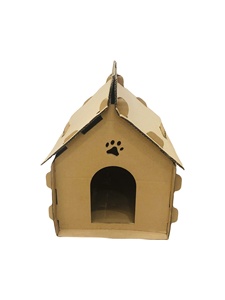 Maison pour chat en carton ondulé, écologique, en matériaux recyclés, avec étiquettes personnalisées en gros, griffoir et abri DIY pour animaux de compagnie en herbe - Product Image 6