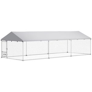 Cuccia per Cani da Esterno con Ciotole Regolabili e Girevoli, Copertura Impermeabile, Chiusura Sicura, 6m x 2.3m x 1.6m, con Mangiatoie - Product Image 1