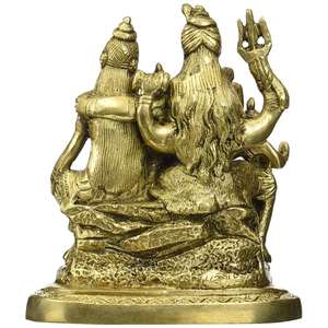 Handmade 5 Inches Brass <b>Statue</b> of <b>Shiva</b> Parivar for Gifting Indian Sculpture - Product Image 3