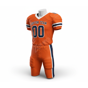 Ensemble de maillots de football américain personnalisés pour équipe, orange, col en V, manches courtes, sublimation, maille respirante, coupe athlétique, adultes - Product Image 1