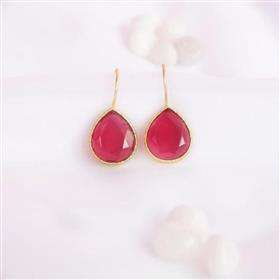 Boucles d'oreilles pendantes en argent sterling 925 avec pierre précieuse rouge Monalisa en forme de poire, boucles d'oreilles avec pierre précieuse rouge Monalisa au design tendance - Product Image 4