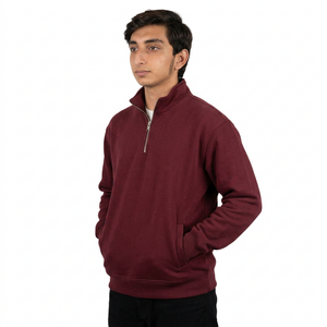 Sweat-shirt personnalisé pour homme à col montant zippé, en polaire douce, coupe oversize, avec poignets côtelés, style décontracté urbain - Product Image 4