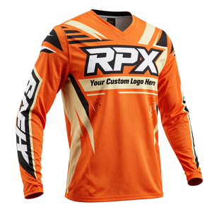 Maillot de motocross RPX avec logo personnalisé, manches longues, orange, polyester, séchage rapide, vêtements de course pour hommes adultes, toutes saisons - Product Image 1