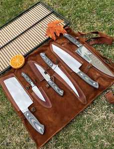 Legacy Blades 5-Piece Damascus Steel <b>Knife</b> <b>Set</b> with Wood Handle Polished Straight Edge for Meat Fruit Vegetable Professional Use - Product Image 1