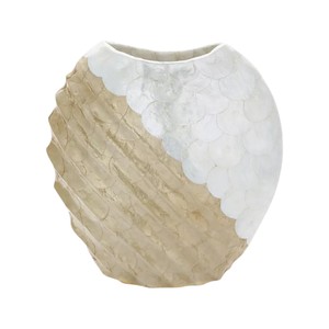 Jarrón de Terrazo con Incrustaciones de Concha Blanca Natural, Macetas de Lujo con Madreperla para Sala de Estar - Product Image 1