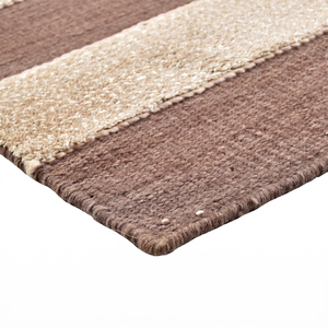 Alfombra DECORDEC Personalizada de Lana Texturizada Marrón Chocolate y Marfil, Antideslizante, Ecológica, con Rayas Horizontales, para Hotel, Villa, Sala de Estar - Product Image 6