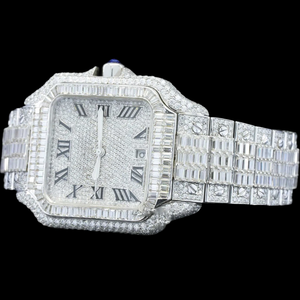 High Quality Fashion 41MM Baguette and Round Moissanite Diamond <b>Iced</b> <b>Out</b> Customized Premium Stainless Steel Band Man's <b>Watch</b> - Product Image 2
