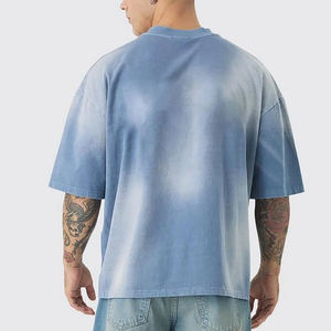 High End Customized Shoulder <b>Drop</b> Oversized Retro Heavyweight Cotton T-shirt, <b>Acid</b> Washed Sun Faded T-shirt, Unisex - Product Image 2