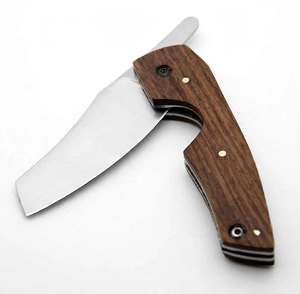 Couteau pliant de poche Iron Crown Forge, lame en acier inoxydable, qualité DIY, outil utilitaire d'extérieur, bois dur naturel, personnalisable OEM - Product Image 1