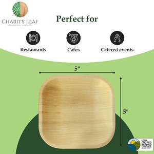 Piatto Quadrato Monouso da 5 Pollici Realizzato in Foglia di Palma Naturale - Product Image 4