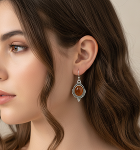 925 Sterling Silver Carnelian <b>Dangle</b> <b>Earrings</b> Vintage Boho Handmade Women Jewelry Rose <b>Gold</b> Yellow <b>Gold</b> Plated Gift For Women UK - Product Image 2