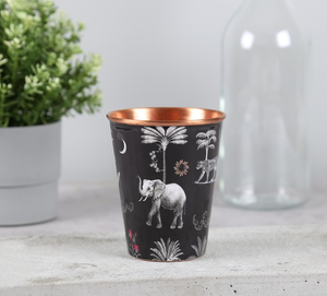 Vaso Bohemio de Cobre Negro con Diseño Esmaltado de Leopardo de la Selva y Palmeras, Resistente al Calor, para Fiestas - Product Image 4