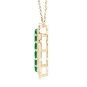 14k Pure <b>Gold</b> Emerald & Diamond Floral Circle <b>Pendant</b> High Quality Customized Handmade Beautiful Round Cluster <b>Pendant</b> Necklace - Product Image 3