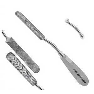 Lima para huesos de 10 pulgadas, semicircular, de doble cara, con vástago tipo bayoneta, instrumento quirúrgico ortopédico de acero inoxidable alemán, reutilizable - Product Image 1