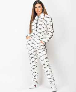 Conjunto Deportivo con Capucha Azul Claro para Mujer, Manga Larga, Estampado de Letras, Pantalones Deportivos Casuales con Bolsillos Laterales, Conjunto Transpirable de Poliéster - Product Image 3