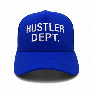 Injae Vina <b>Navy</b> Blue 5 Panel Trucker <b>Hats</b> Custom Flat Embroidery Logo Custom Mesh Sports Caps-Polyester/Cotton Four Seasons - Product Image 1