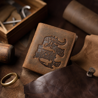 Dompet Kulit Asli Buatan Tangan Vintage Unisex dengan Desain Tahan Lama Ukuran 7 Inci dan Penutup Terbuka