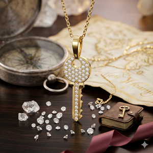 0.15CT Natural Diamond Round Brilliant Cut Mini Key <b>Pendant</b> 14K <b>Solid</b> <b>Gold</b> VS GH Custom Unisex Yellow <b>Gold</b> Hiphop Jewelry Gift - Product Image 6