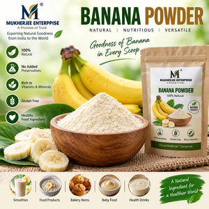 Poudre de banane Mukherjee Enterprise 100% naturelle, sans conservateurs, sans gluten, riche en vitamines, longue durée de conservation, smoothies, pâtisserie, bébé - Product Image 1