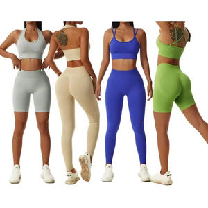 Conjunto de Yoga Unisex, Leggings de Cintura Alta, Top Corto, Traje Deportivo, Logotipo Personalizado, Secado Rápido, Transpirable, 2 Piezas - Product Image 1