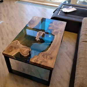 Mesa con incrustaciones de madera epoxi, producto clásico para el hogar, Hotel y restaurante - Product Image 4