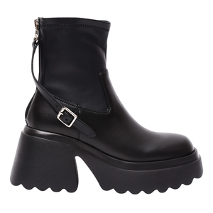 Botines de Plataforma Negros para Mujer, 8.5 cm, con Hebilla y Correa, Tacón Grueso - Product Image 4