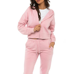 Proveedor OEM, Conjunto Deportivo de Dos Piezas con Capucha para Mujer, Ecológico, Transpirable, Ligero, de Poliéster/Algodón, para Fitness, Gimnasio y Entrenamiento - Product Image 2