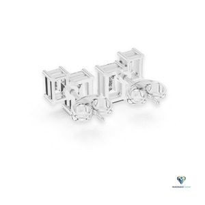Pendientes de Diamantes Cultivados en Laboratorio con Corte Esmeralda de 1.47 CT en Oro Sólido de 14K, Pendientes de Diamantes de Cuatro Piedras Lineales Horizontales para Mujer - Product Image 3