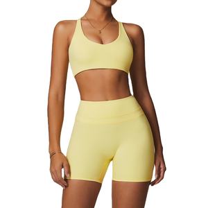 Conjunto de Shorts y Sujetador Deportivo para Mujer, Modelo Nuevo, Elástico, Transpirable, con Logotipo Personalizado, Secado Rápido, Cómodo, para Yoga, Gimnasio, Fitness, Adelgazante, Tallas S-XL, 2026 - Product Image 1