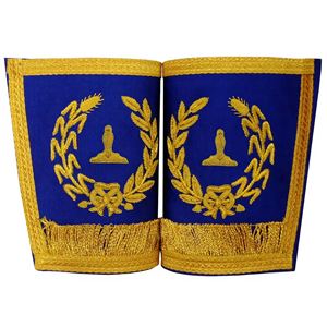 Mitaines de gardien senior de grande qualité, bleu et or, personnalisées, brodées à la main, avec franges de laurier - Product Image 4