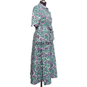 Elegante Vestido Midi de Verano para Mujer, Estilo Boho, Dulce, Natural, Vintage, Floral, Casual, de Manga Corta, Línea A, Lavable - Product Image 6