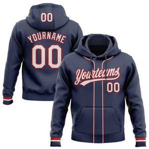 Custom Wholesale Stitched <b>Navy</b> White Baseball Hoodie Pullover Sweatshirt Embroidery Flannel 100% Cotton Winter Team Training - Product Image 1