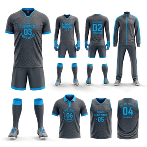 Conjunto de Uniforme de Fútbol Personalizado, Camiseta y Pantalones Cortos, Nombre y Logotipo del Equipo Personalizados, 100% Poliéster, Transpirable, Antibacteriano, para Entrenamiento y Partido - Product Image 2